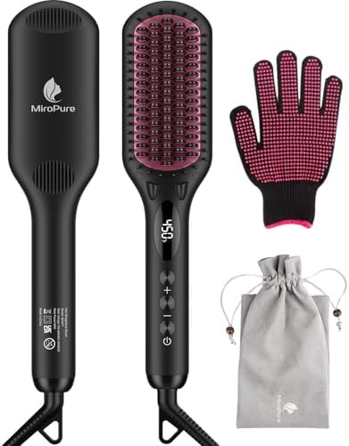 Black ionic ceramic hair straightening brush