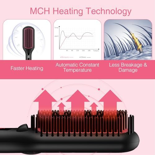 Black ionic ceramic hair straightening brush — photo 3
