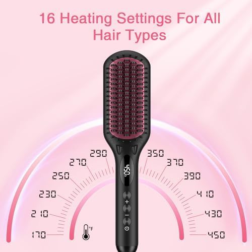 Black ionic ceramic hair straightening brush — photo 5
