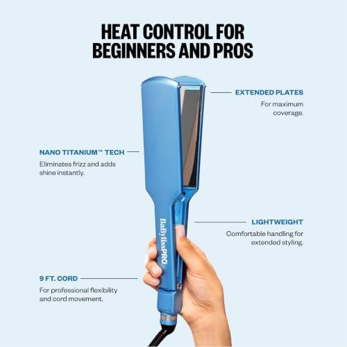 BaBylissPRO Nano Titanium 2 inch blue flat iron — photo 5