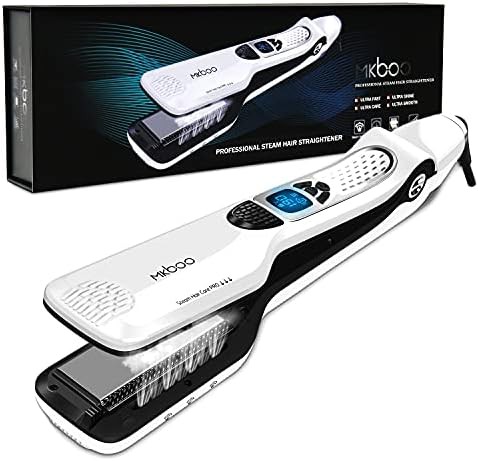 White steam flat iron with comb