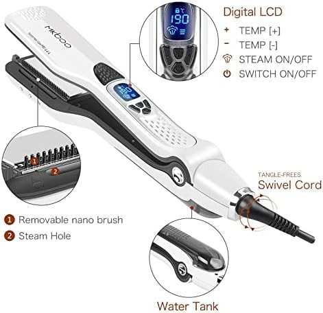 White steam flat iron with comb — photo 4