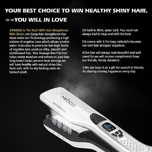 Black steam professional hair straightener — photo 3