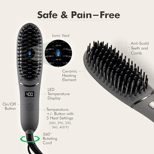 Compact ionic beard straightening brush — photo 5
