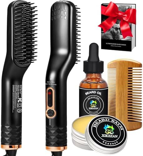 Beard straightener for men with grooming kit