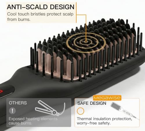 Black fast heat ceramic ionic straightener brush — photo 4