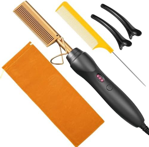 Ceramic electric hair straightening comb