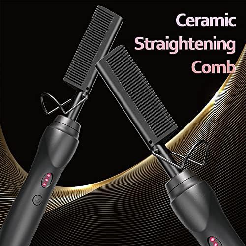 Black ceramic electric hot pressing comb — photo 4