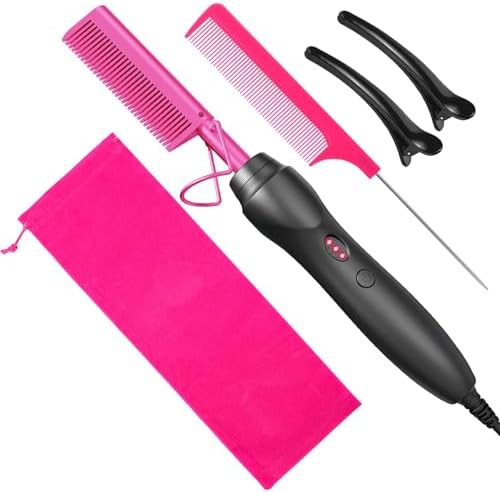 Pink ceramic electric pressing comb