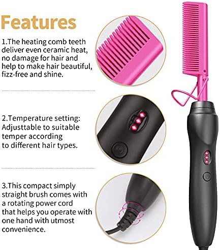Pink ceramic electric pressing comb — photo 3
