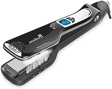 Black steam flat iron with removable comb