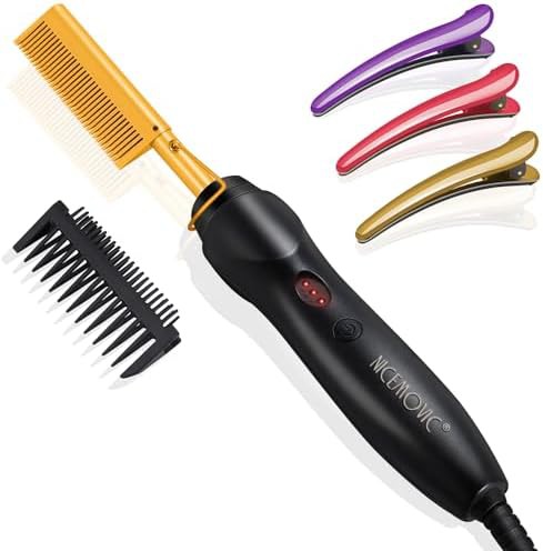 Gold ceramic heating hair press comb