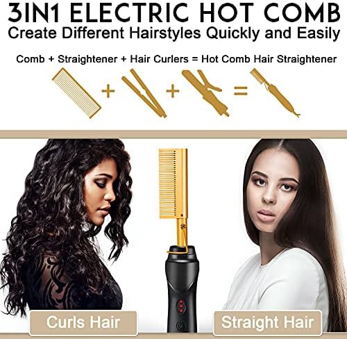 Gold ceramic heating hair press comb — photo 4