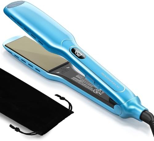 Purple wet to straight hair straightener