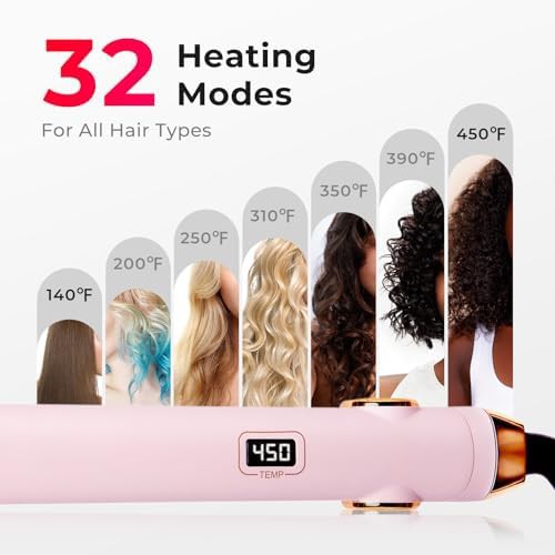 Light pink titanium straightening and curling iron — photo 3