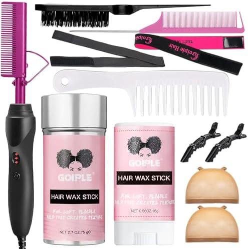 Pink electric hot comb with accessories