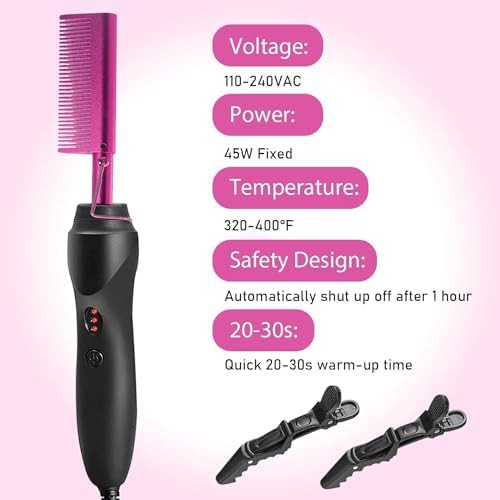 Pink electric hot comb with accessories — photo 3