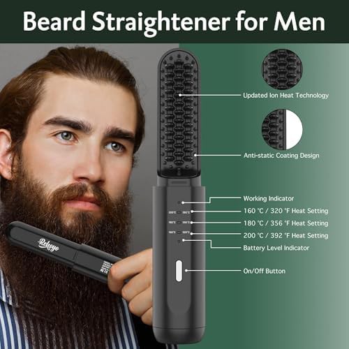 Cordless ionic beard straightening brush — photo 4
