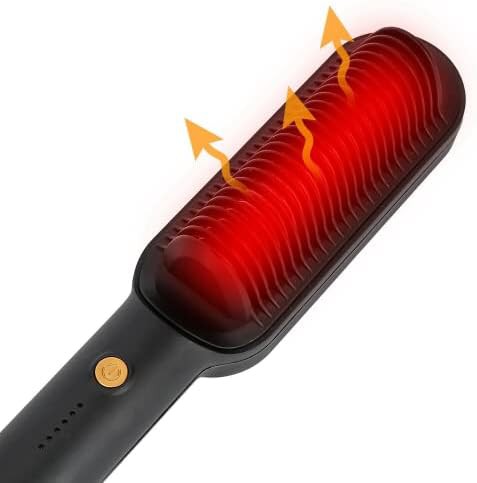 Black electric hair straightening brush