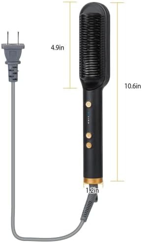 Black electric hair straightening brush — photo 5