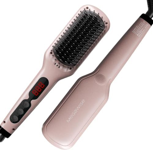 Pink gold ionic ceramic hair straightener brush