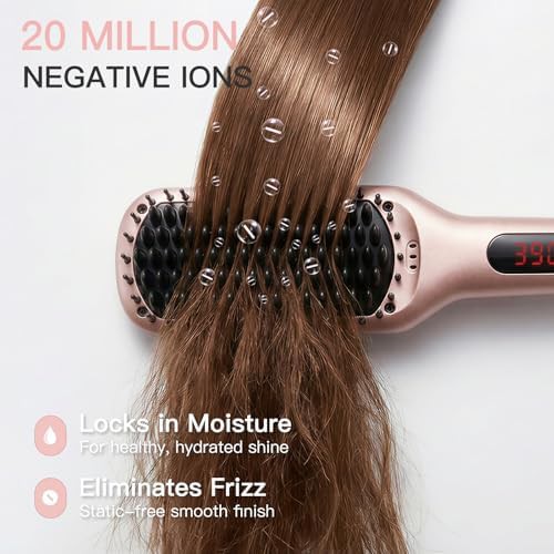 Pink gold ionic ceramic hair straightener brush — photo 5