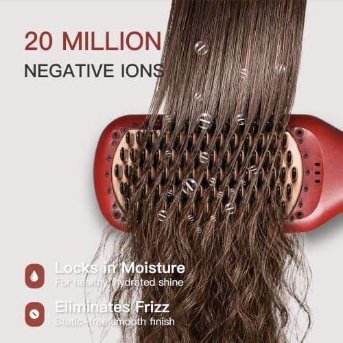 Red dual voltage ceramic ionic hair brush — photo 4