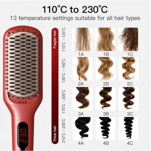 Red dual voltage ceramic ionic hair brush — photo 5