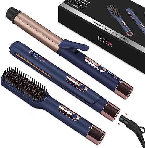 Prussian blue flat iron and curling brush