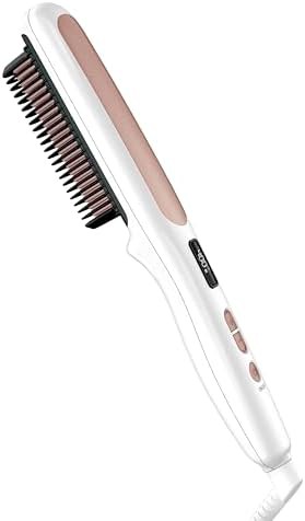 Heated ceramic straightening brush in white