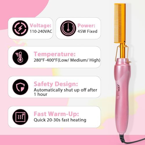 Pink ceramic anti scald hot comb — photo 3