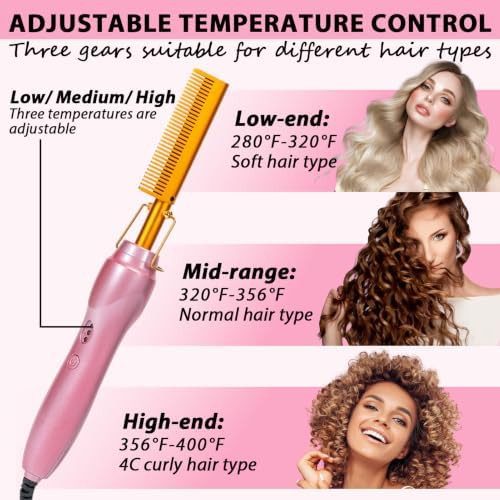 Pink ceramic anti scald hot comb — photo 5