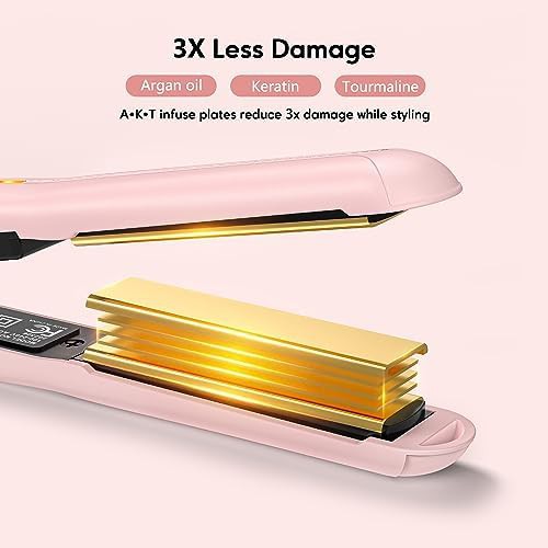 Pink mini ceramic travel flat iron — photo 5