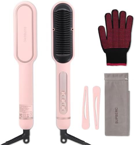 Pink ionic hair straightening comb