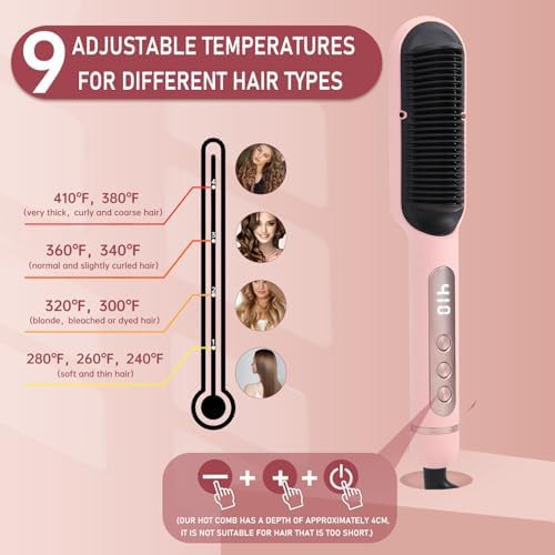 Pink ionic hair straightening comb — photo 3