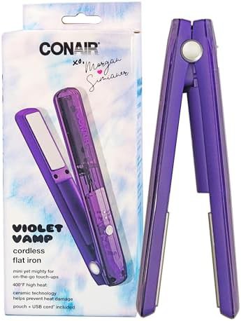 Cordless ceramic flat iron in violet