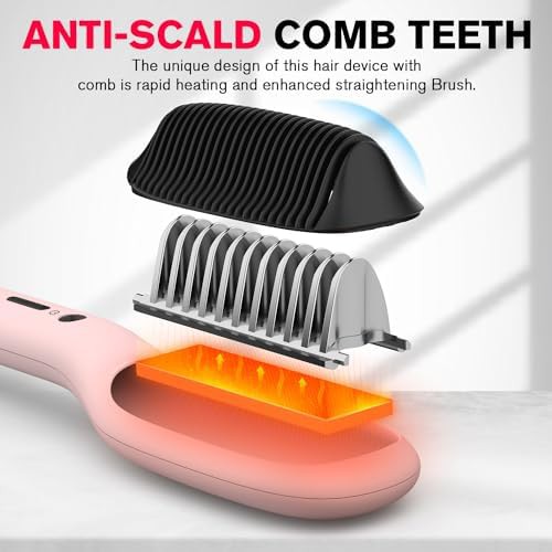 Pink ceramic hair straightening comb — photo 3