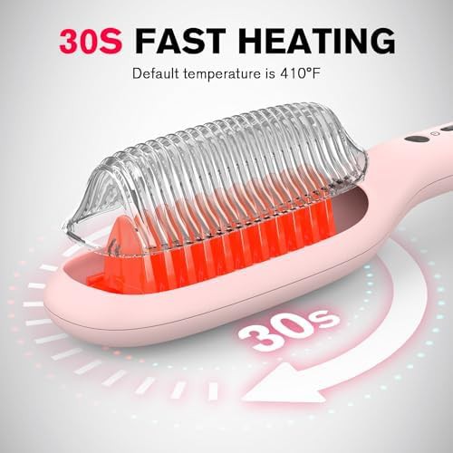 Pink ceramic hair straightening comb — photo 5