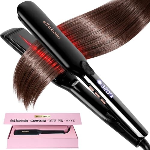 Wide plate infrared titanium hair styling iron