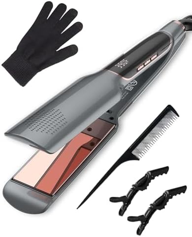 Wide titanium plate ionic hair straightener