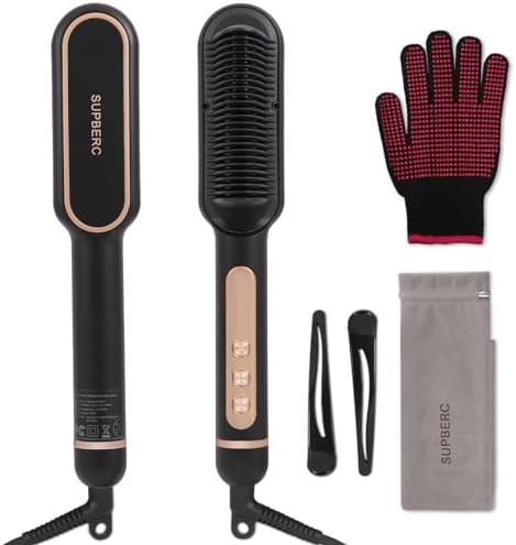 Black ionic hair straightening comb