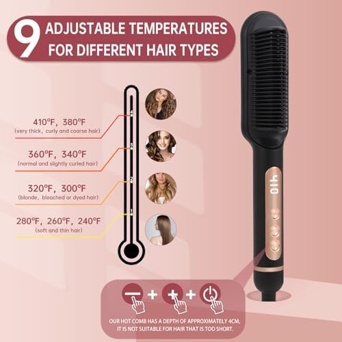 Black ionic hair straightening comb — photo 3