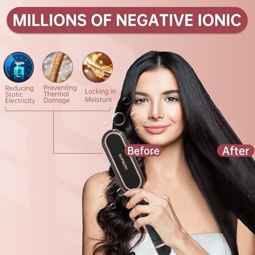 Black ionic hair straightening comb — photo 4