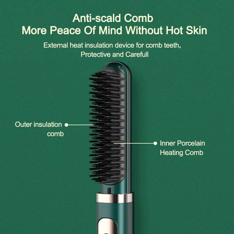 Green ionic electric straightening brush — photo 5