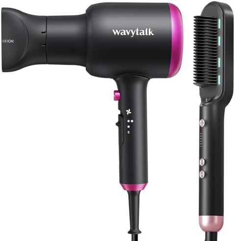 Ionic straightening brush and dryer set