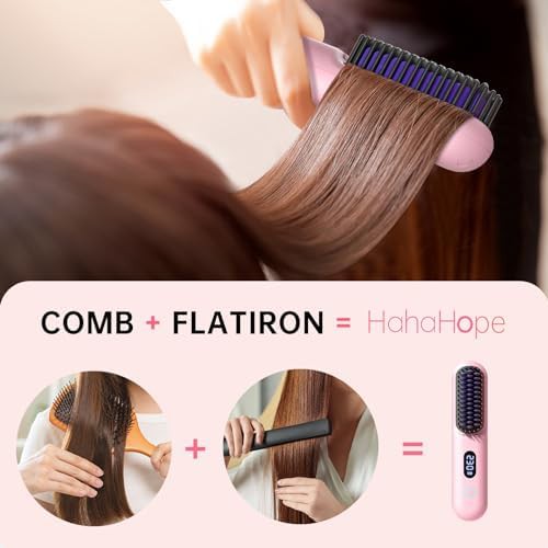 Pink cordless plasma straightening brush — photo 2