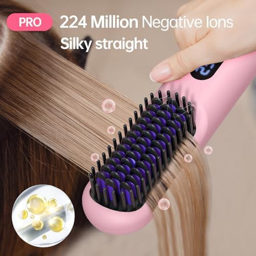 Pink cordless plasma straightening brush — photo 3