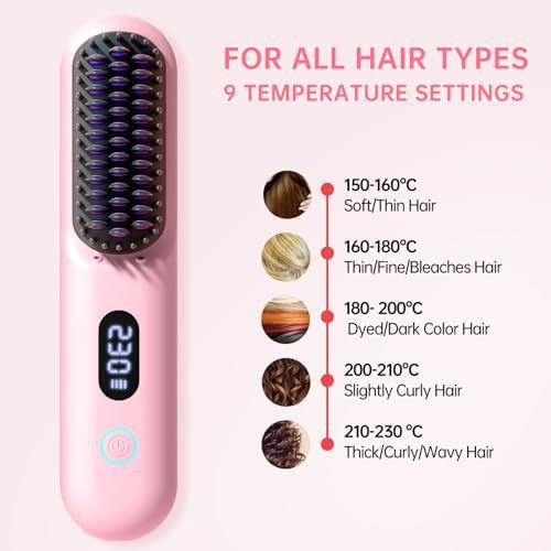 Pink cordless plasma straightening brush — photo 4