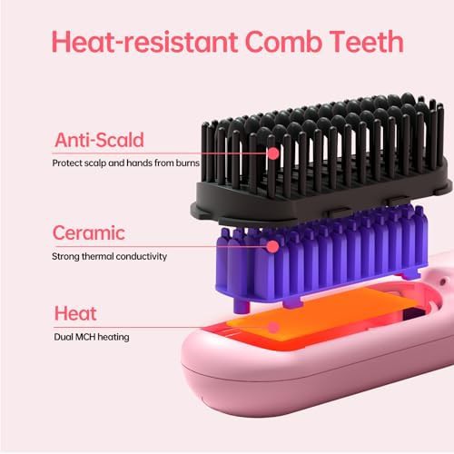 Pink cordless plasma straightening brush — photo 5