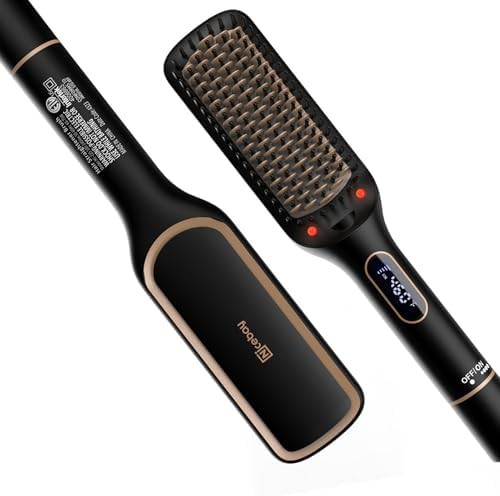 Straightening brush with rotatable temperature control